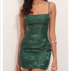 Lucy in the sky - Jain Floral Jacquard Edge Dress in Green (Size: small)